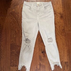 Distressed Women's khaki Jeans Lagence